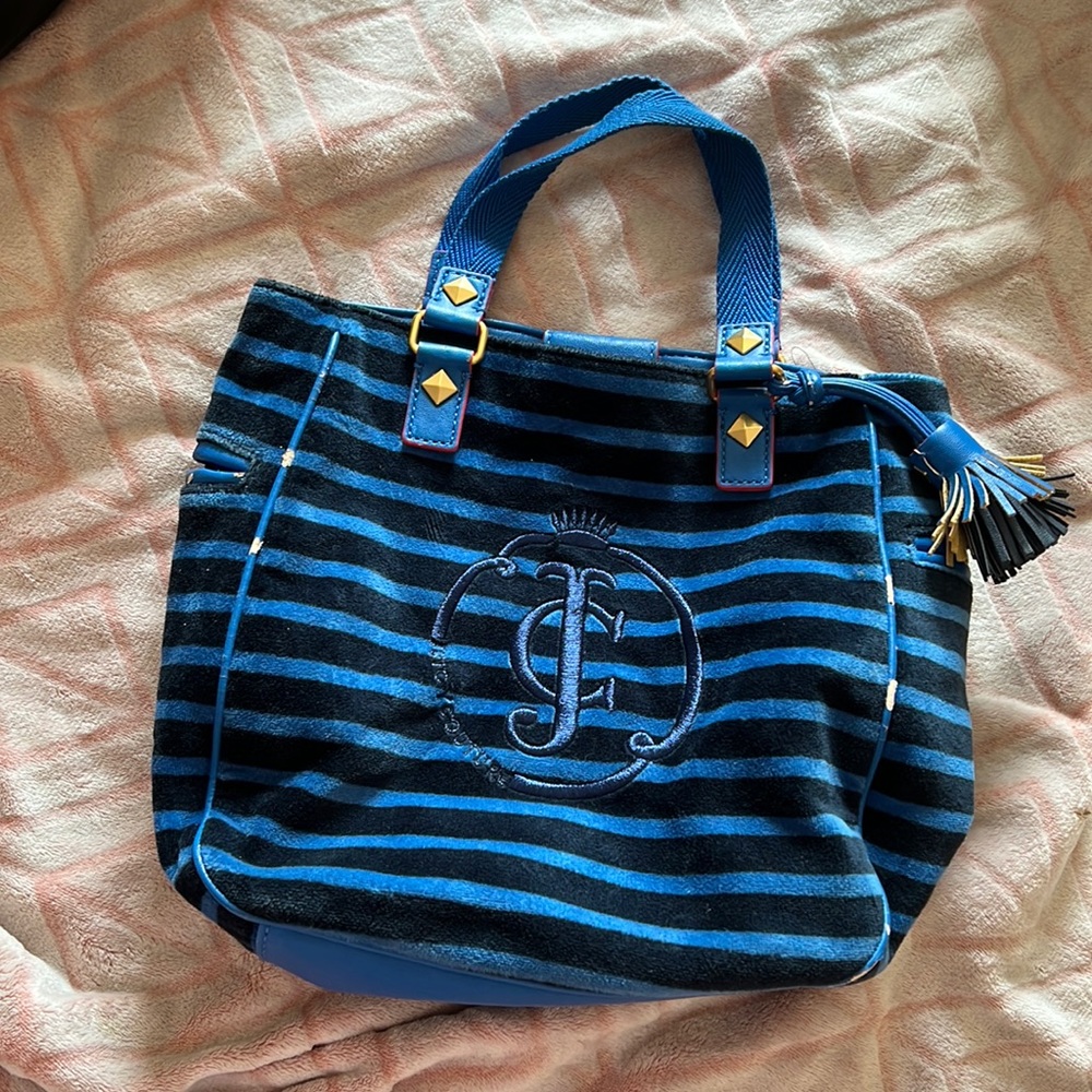 Blue striped juicy couture shoulder bag
